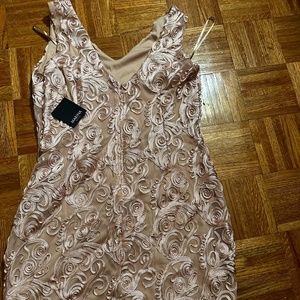 Brand New Never worn Cream/Rose Pink Marina Designer Column dress size 14